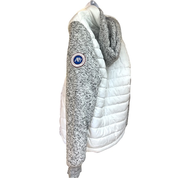 Sz Large Aeropostale White Gray Hooded Jacket - Picture 5 of 7